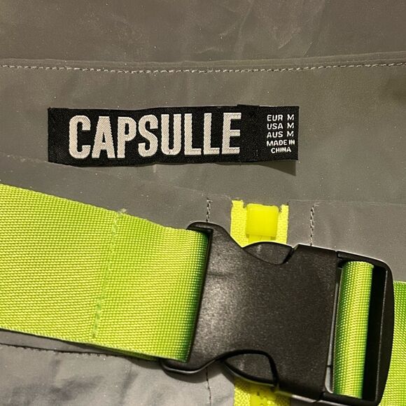 CAPSULLE Y2K Style Reflective High-Waist Midi Skirt With Neon Straps K - Picture 13 of 16